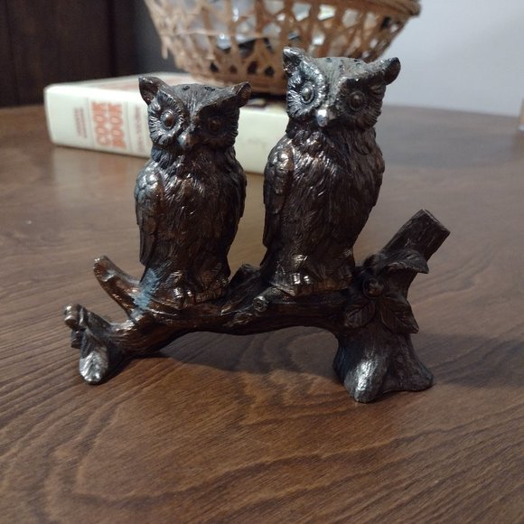 Vintage Other - True Vtg. Bronze Tone Owls Salt & Pepper Shakers, Cottagecore